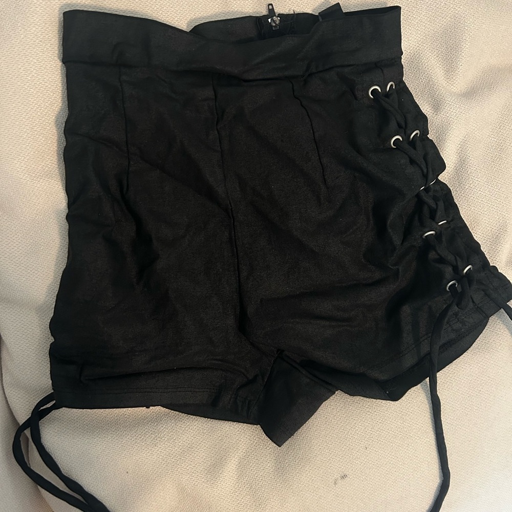 Black Women's Lace-Up Shorts